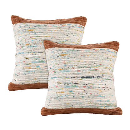 Revive Cotton Pillow Set of 2 in Brown/Multicolored, 20" x 20"