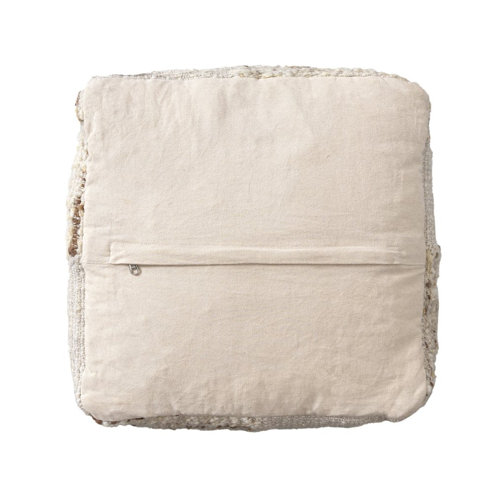 Geoblend Pouf Jute Blend Indoor Pouf in Ivory/Brown, 18" x 18" x 18"