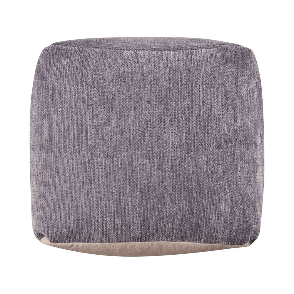 Yakar Chenille Indoor Pouf in Gray, 18" x 18" x 18"