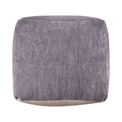 Yakar Chenille Indoor Pouf in Gray, 18" x 18" x 18"