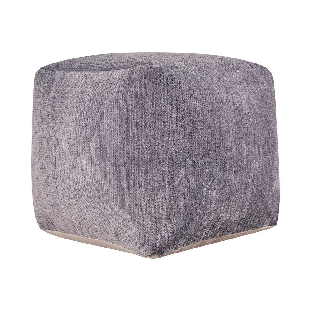 Yakar Chenille Indoor Pouf in Gray, 18" x 18" x 18"
