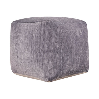 Yakar Chenille Indoor Pouf in Gray, 18" x 18" x 18"