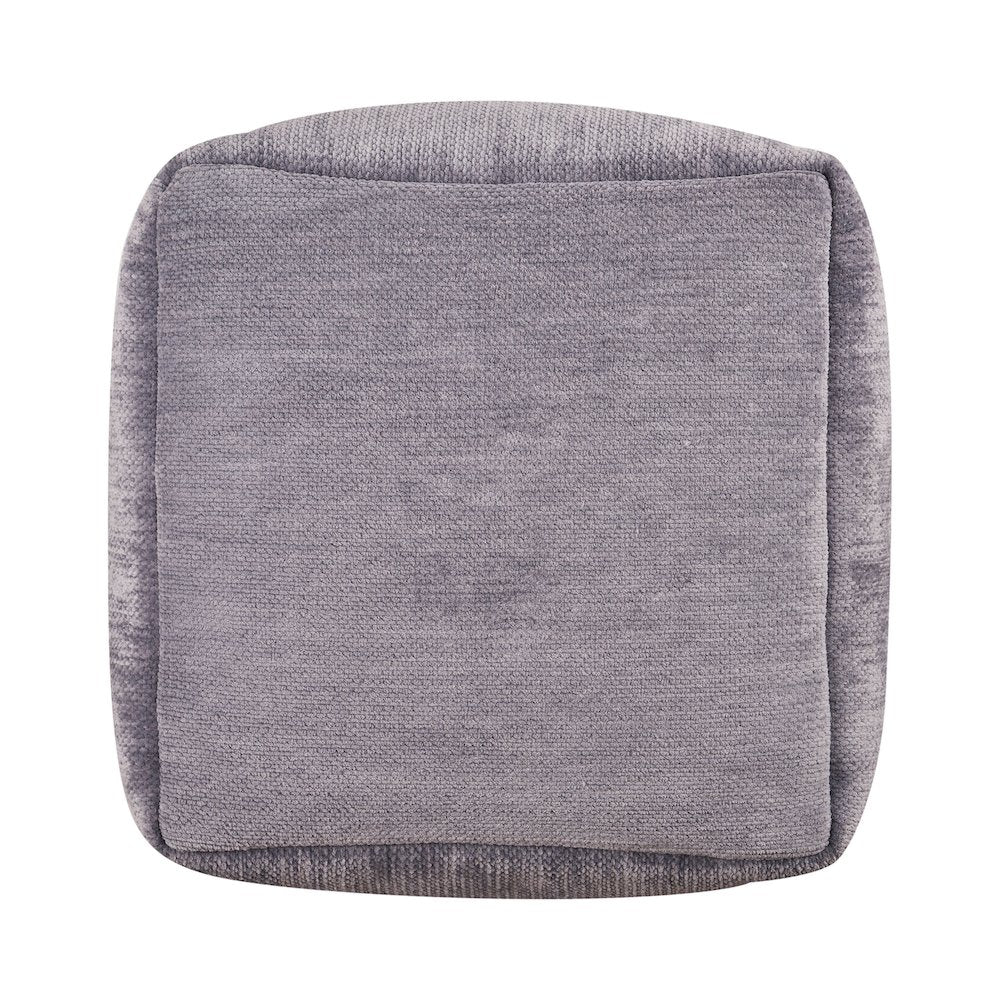 Yakar Chenille Indoor Pouf in Gray, 18" x 18" x 18"