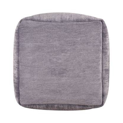 Yakar Chenille Indoor Pouf in Gray, 18" x 18" x 18"