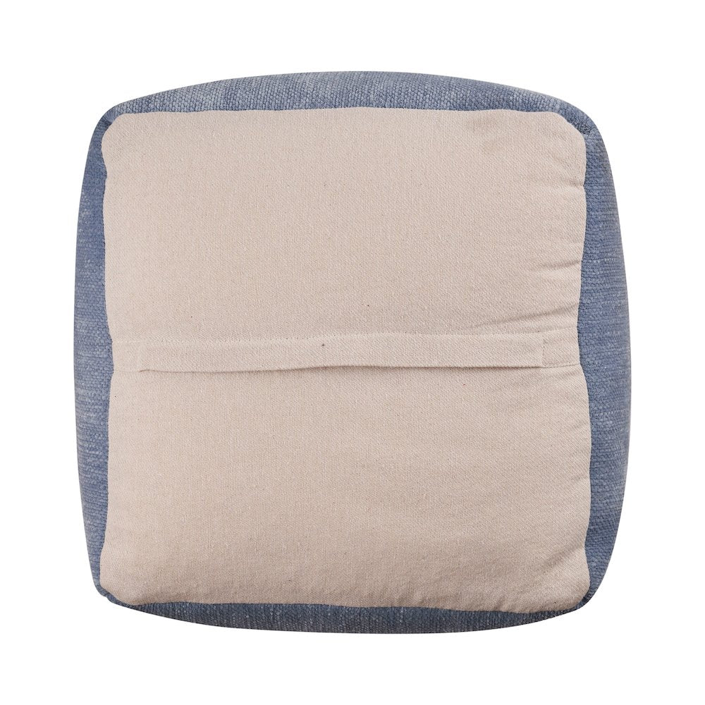 Yakar Chenille Indoor Pouf in Blue, 18" x 18" x 18"