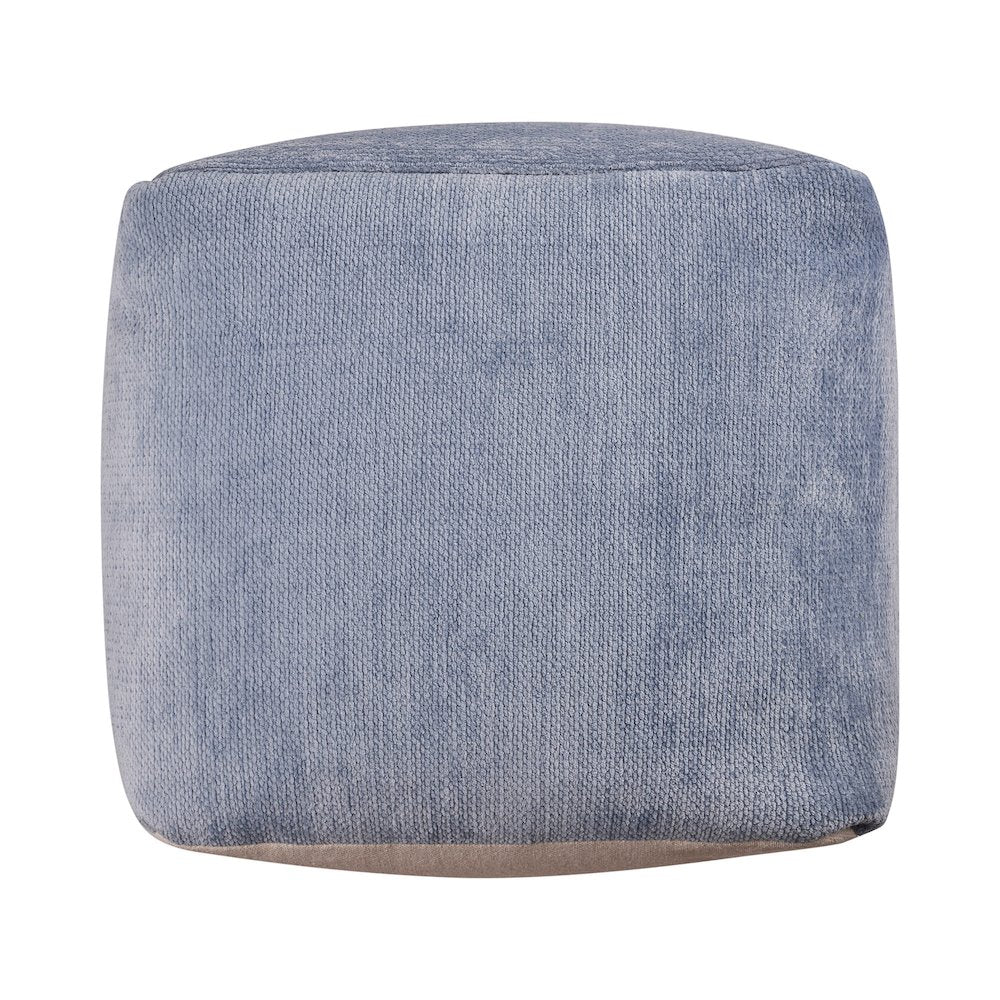 Yakar Chenille Indoor Pouf in Blue, 18" x 18" x 18"