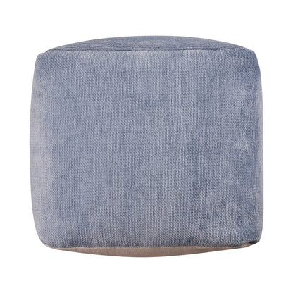 Yakar Chenille Indoor Pouf in Blue, 18" x 18" x 18"