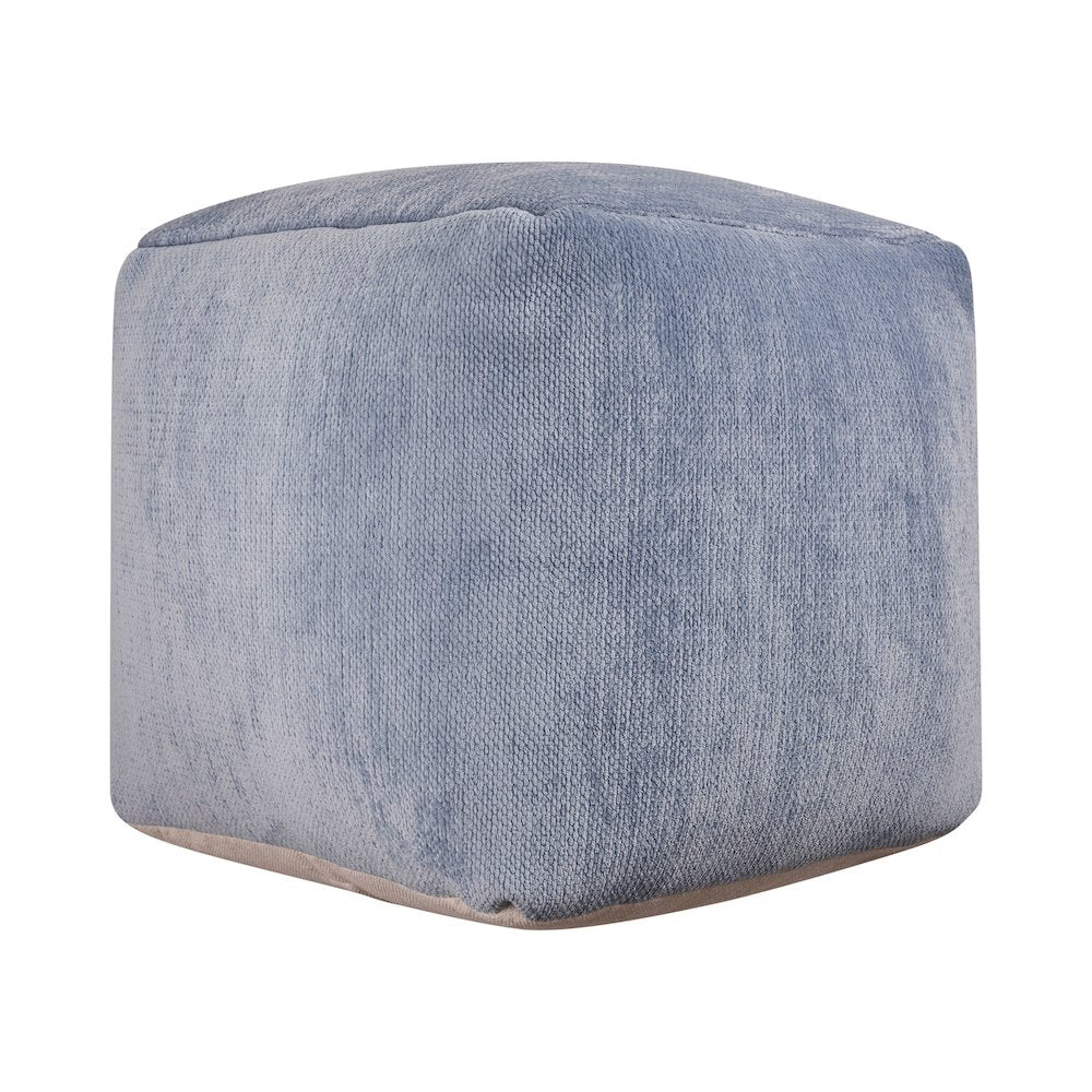 Yakar Chenille Indoor Pouf in Blue, 18" x 18" x 18"
