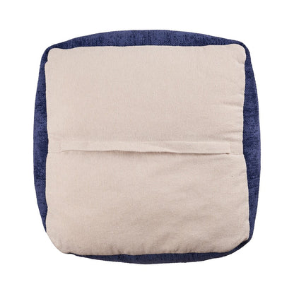 Yakar Chenille Indoor Pouf in Blue, 18" x 18" x 18"