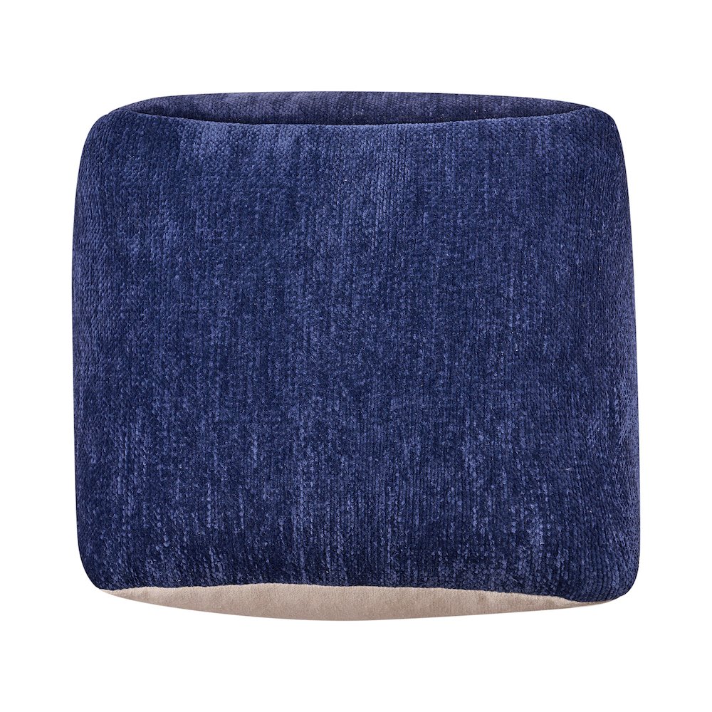 Yakar Chenille Indoor Pouf in Blue, 18" x 18" x 18"