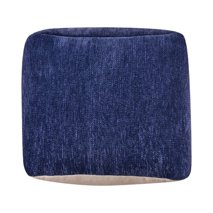 Yakar Chenille Indoor Pouf in Blue, 18" x 18" x 18"