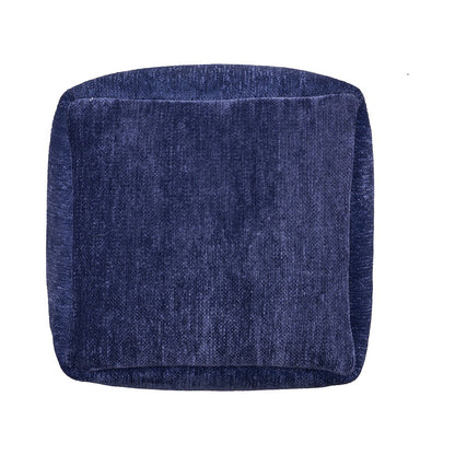 Yakar Chenille Indoor Pouf in Blue, 18" x 18" x 18"