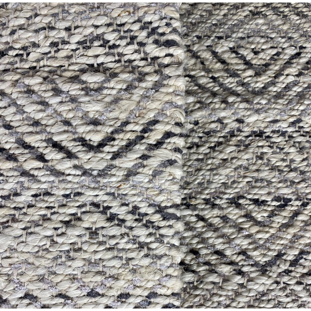 Hand-Woven Geometric Gray and Jute Rug