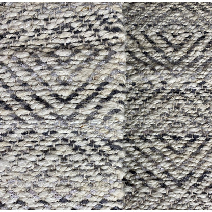Hand-Woven Geometric Gray and Jute Rug