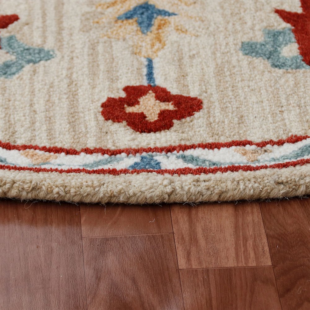 RugsA Beige/Blue Medallion Wool Round Rug