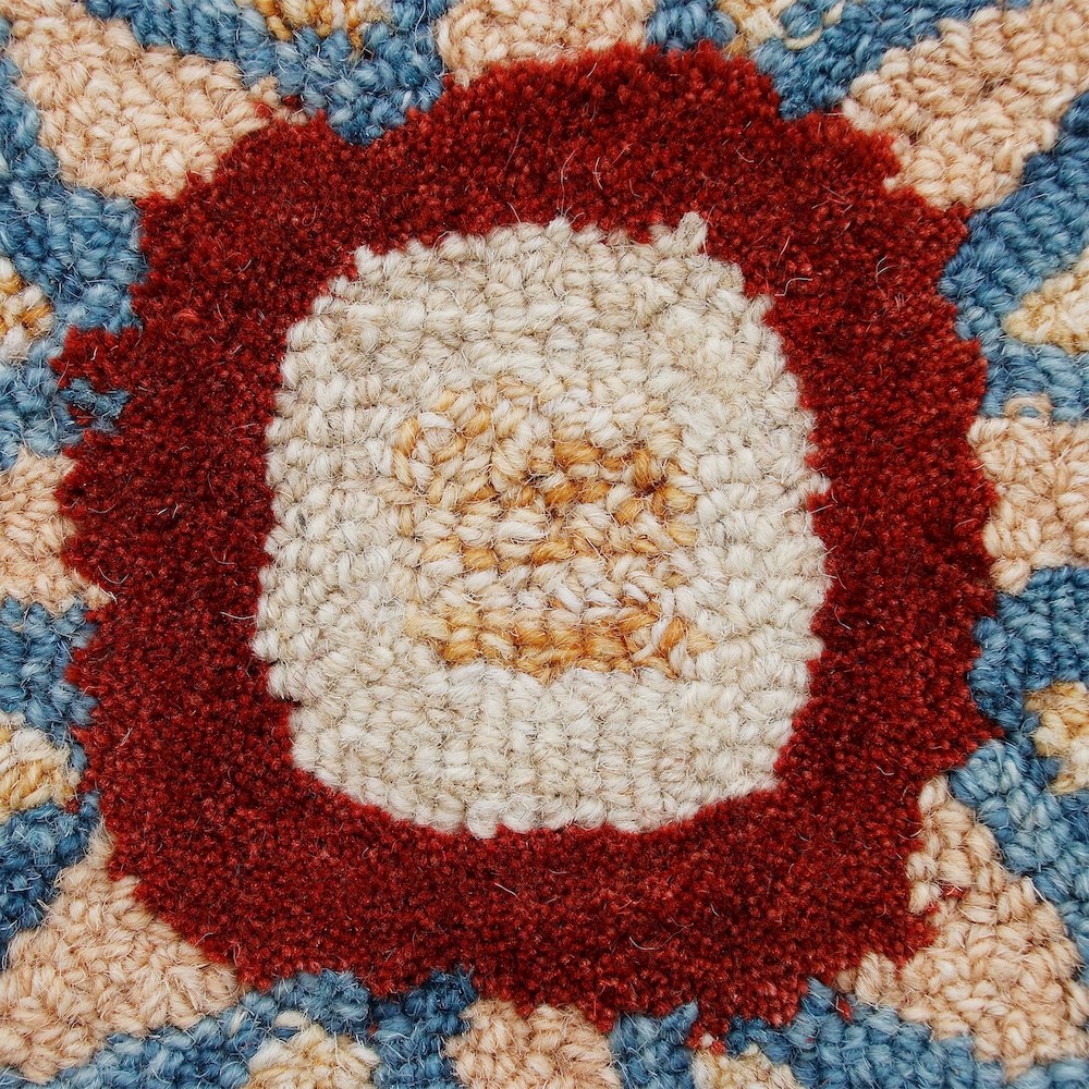 RugsA Beige/Blue Medallion Wool Round Rug