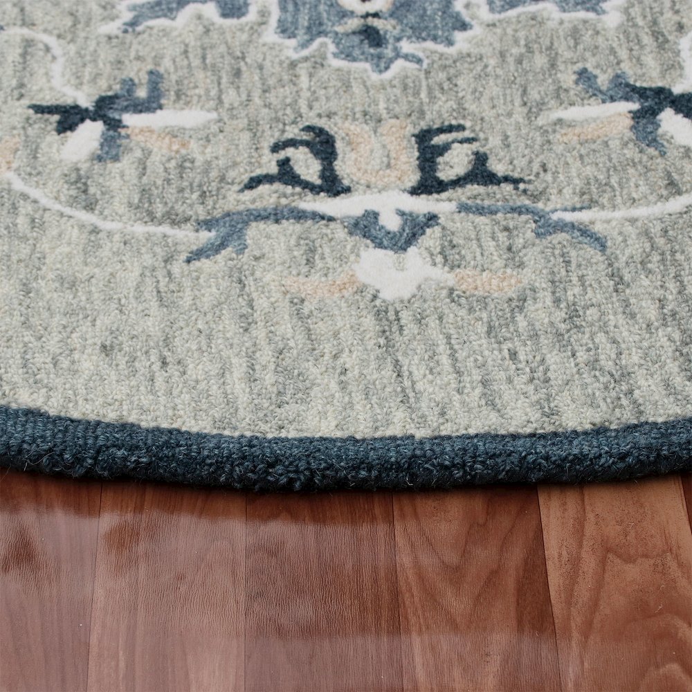 RugsA Gray/Blue Medallion Wool Round Rug