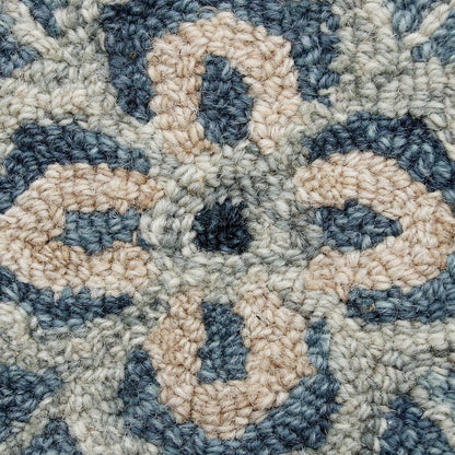 RugsA Gray/Blue Medallion Wool Round Rug