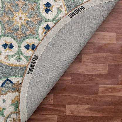 RugsA Gray/Brown Suzani Wool Round Rug