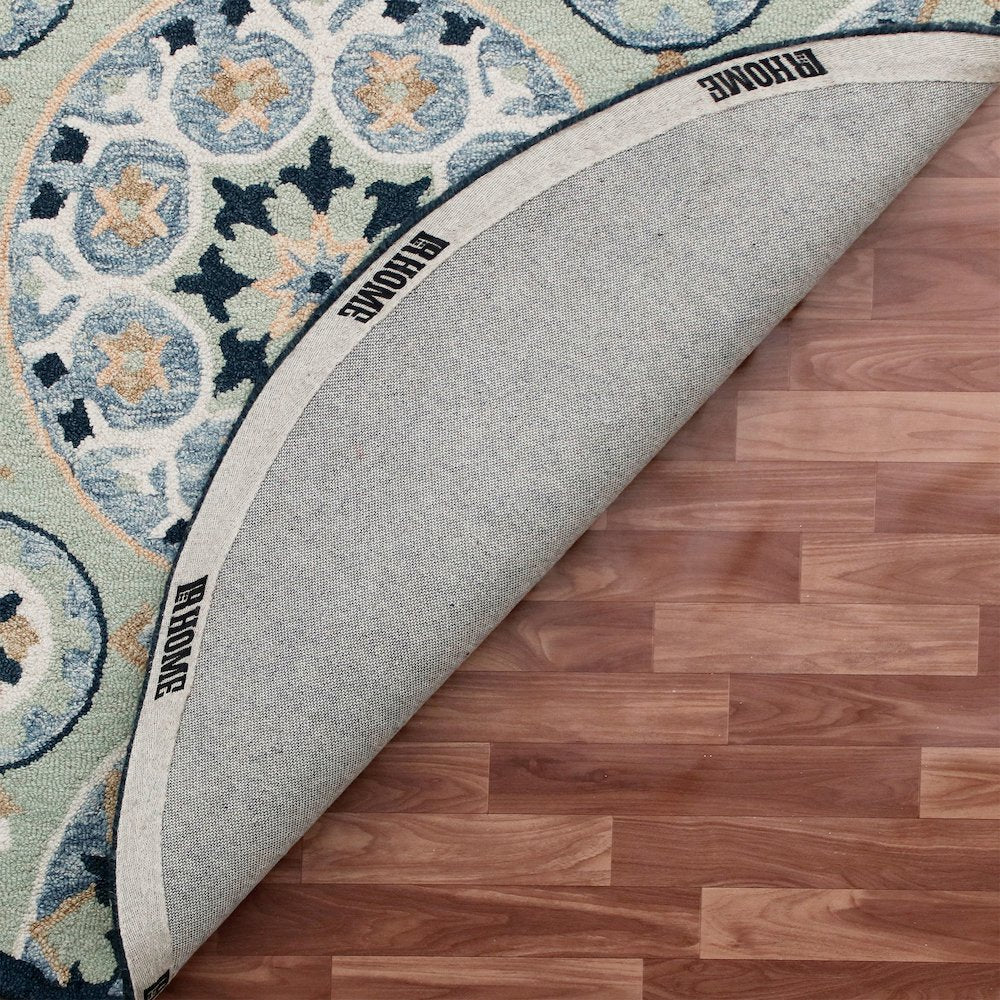 RugsA Sage/Blue Suzani Wool Round Rug