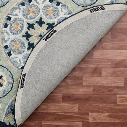 RugsA Sage/Blue Suzani Wool Round Rug