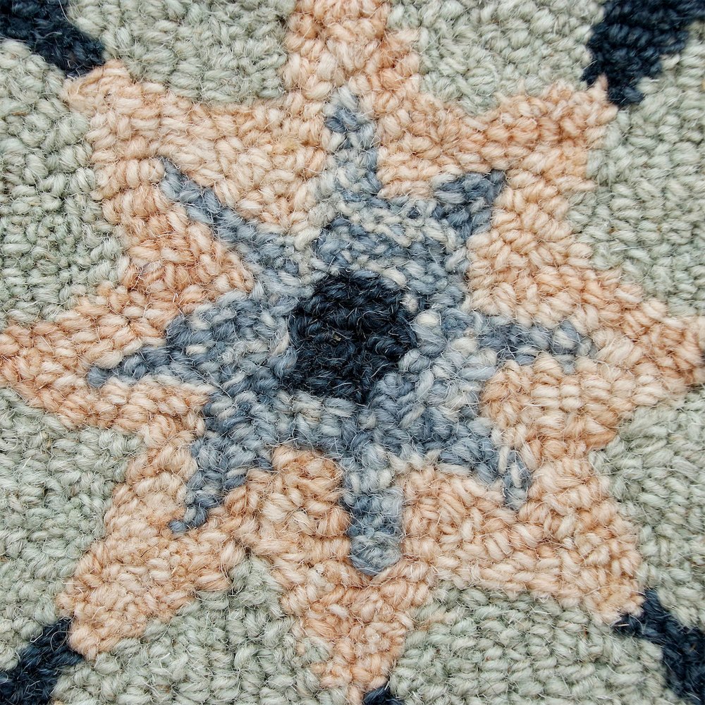RugsA Sage/Blue Suzani Wool Round Rug