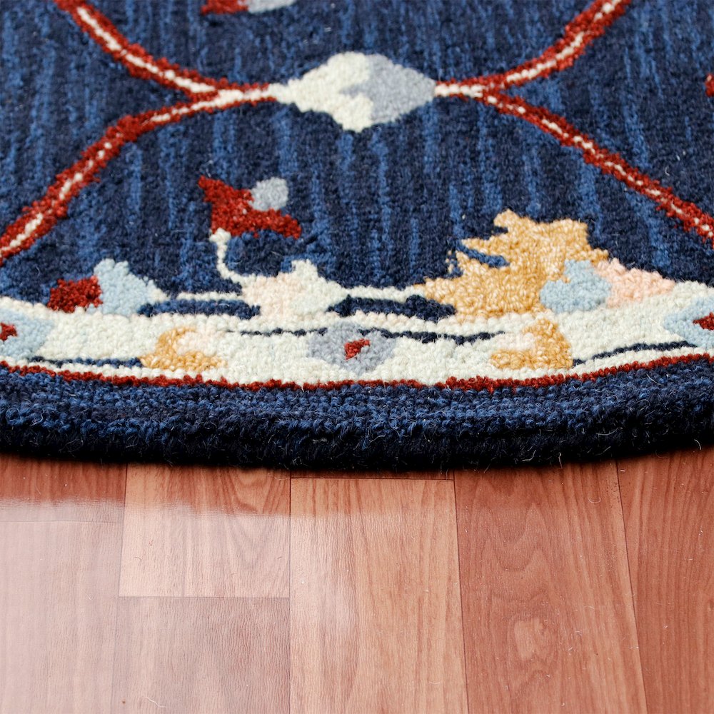 RugsA Navy/Red Trellis Wool Round Rug