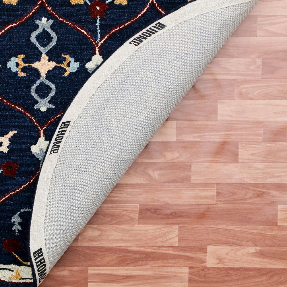 RugsA Navy/Red Trellis Wool Round Rug