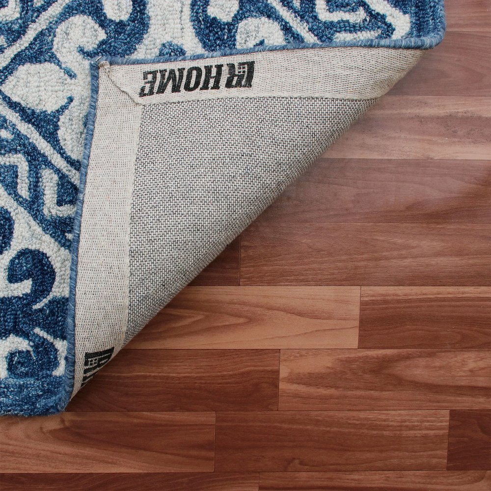 Blue Floral Hand-Tufted Wool Runner Rug