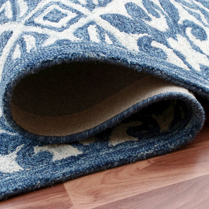 Blue Floral Hand-Tufted Wool Runner Rug