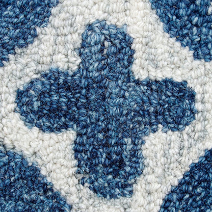 Blue Floral Hand-Tufted Wool Runner Rug