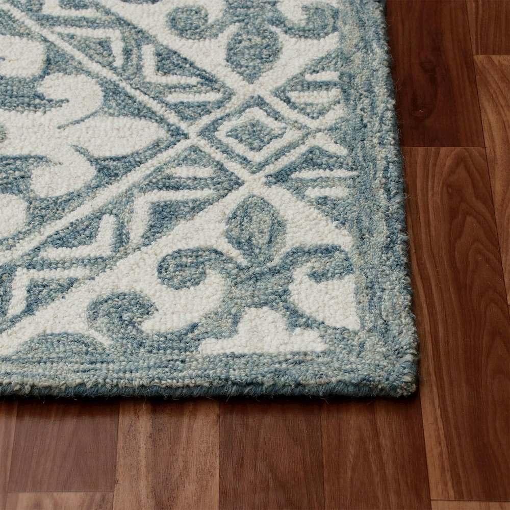 Indigo Floral Hand-Tufted Wool Runner Rug