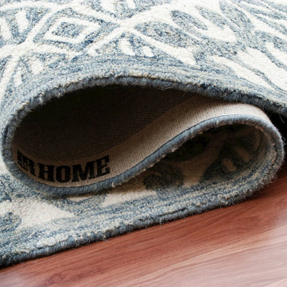 Indigo Floral Hand-Tufted Wool Runner Rug