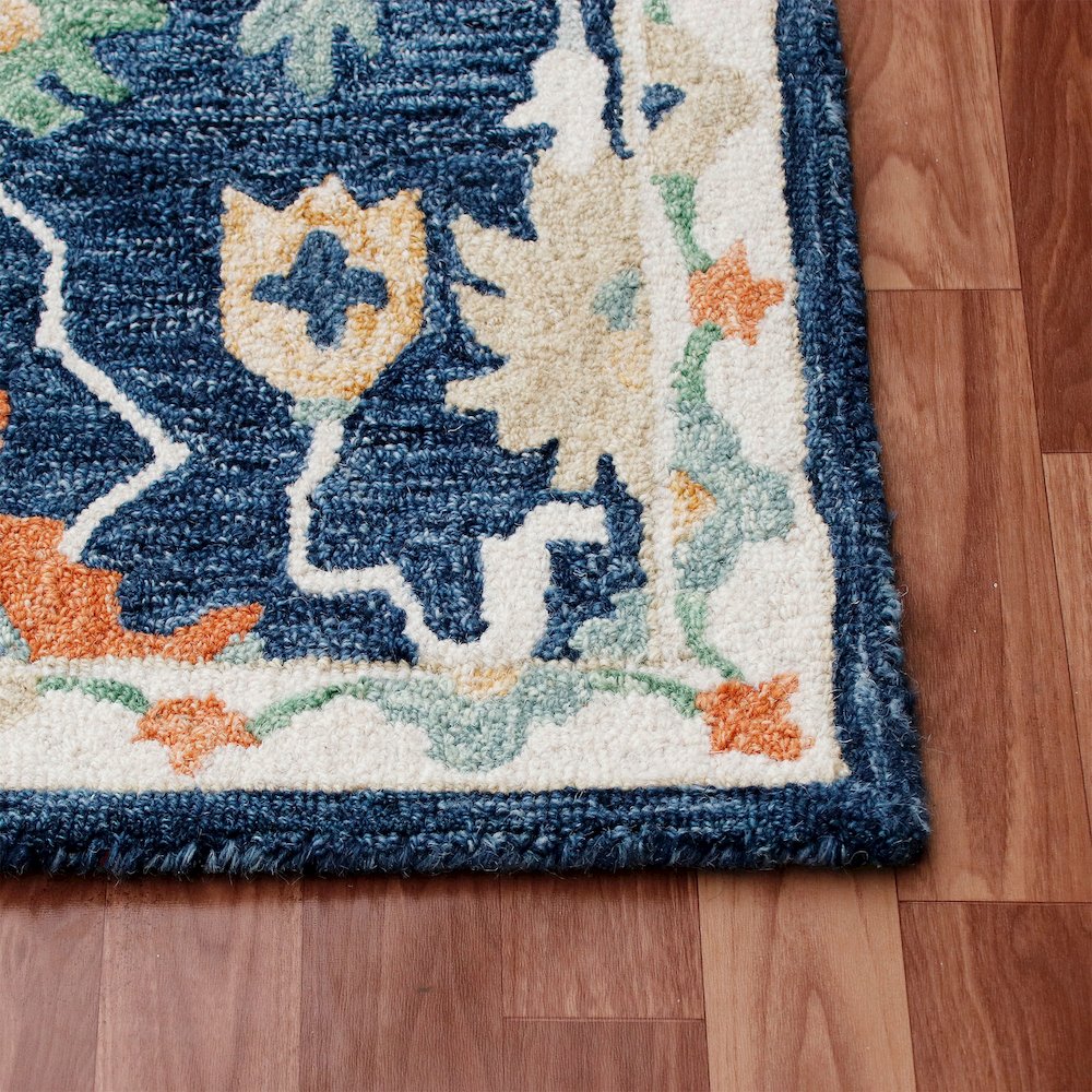 Blue/Multi Floral Hand-Tufted Wool Runner Rug