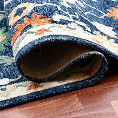Blue/Multi Floral Hand-Tufted Wool Runner Rug