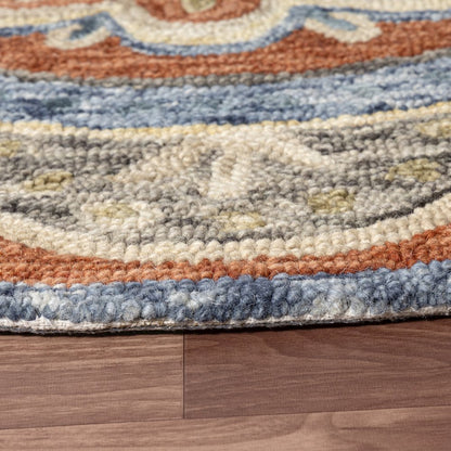 Rust Floral Farmhouse Hand-Woven Wool Indoor Area Rug