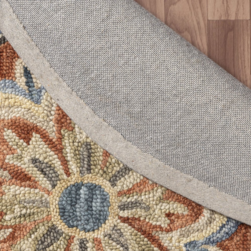 Rust Floral Farmhouse Hand-Woven Wool Indoor Area Rug