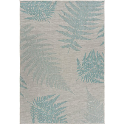 Teal Fallen Fern Indoor/Outdoor Rug