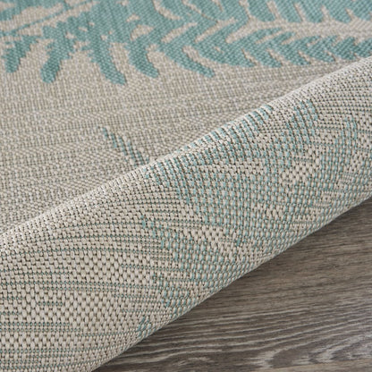 Teal Fallen Fern Indoor/Outdoor Rug