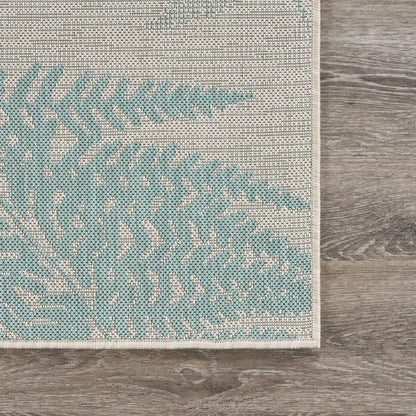 Teal Fallen Fern Indoor/Outdoor Rug