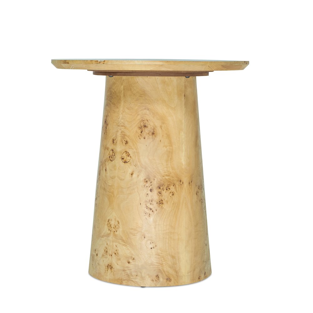 Burl Wood Transitional Solid Hand-Made Wood Round Side Table