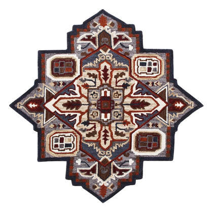 Southwestern Fall Cabin Medallion Shape Rug