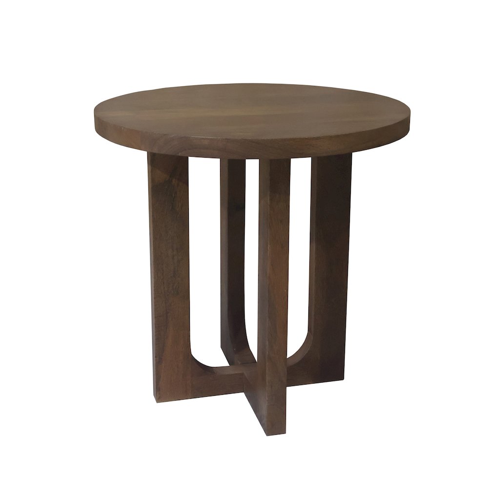 Brown Modern Contemporary Mango Wood Indoor Round Side Table