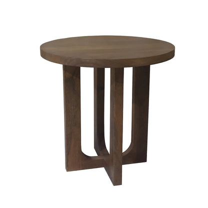 Brown Modern Contemporary Mango Wood Indoor Round Side Table