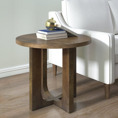 Brown Modern Contemporary Mango Wood Indoor Round Side Table