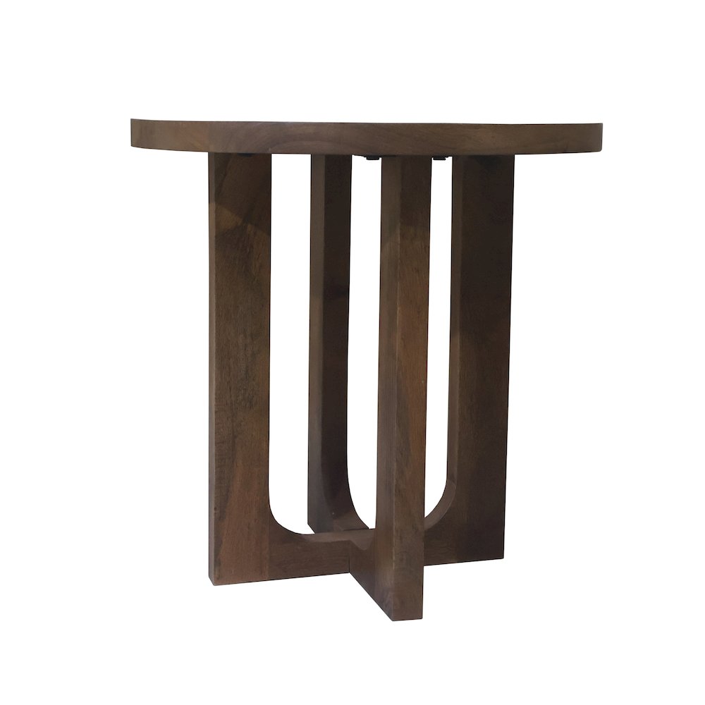 Brown Modern Contemporary Mango Wood Indoor Round Side Table