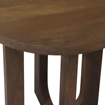 Brown Modern Contemporary Mango Wood Indoor Round Side Table