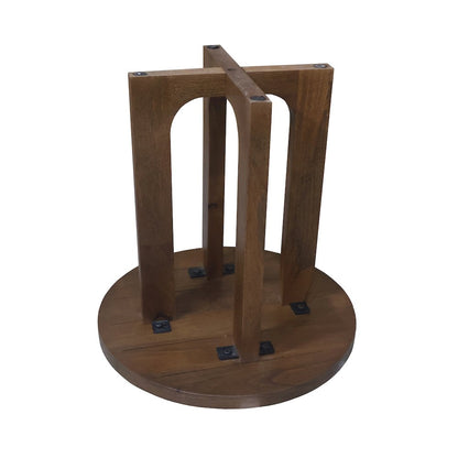 Brown Modern Contemporary Mango Wood Indoor Round Side Table