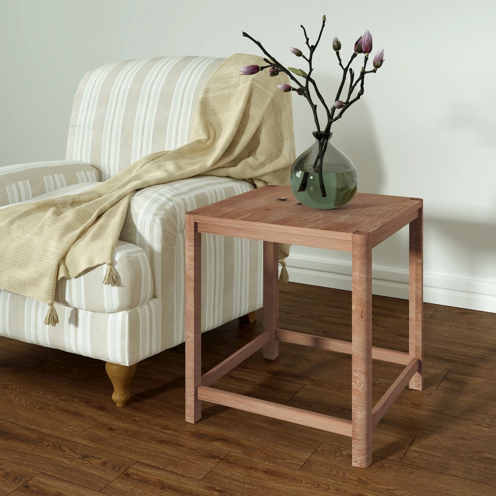 Brown Farmhouse Solid Hand-Made Wood Side Table