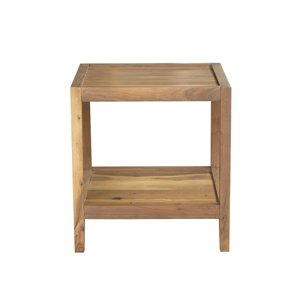 Contemporary Solid Hand-Made Wood Square Raised Lip Edge and Storage Side Table